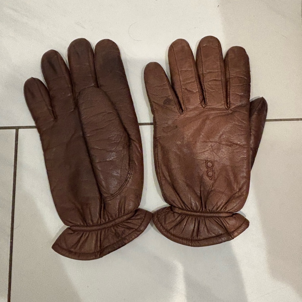 Vintage Brown Cowhide Leather Men's Gloves